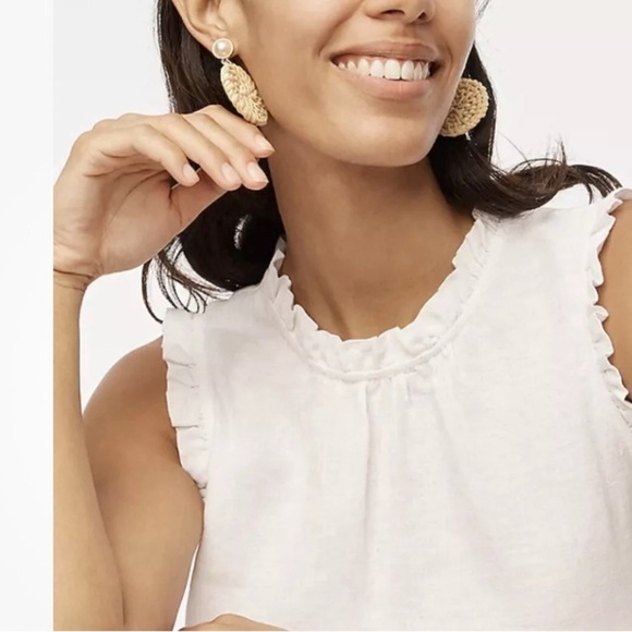 JCrew Chic White Ruffle Sleeveless Top - Picture 3 of 5